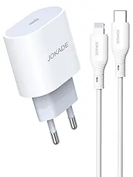 Мережевий зарядний пристрій Jokade JB010 25w PD USB-C USB-C to lightning fast charger white