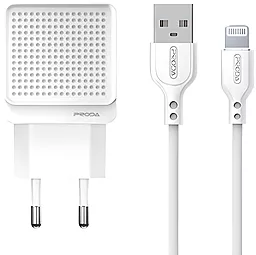 Сетевое зарядное устройство Proda 18w QC3.0 2xUSB-A ports charger + Lightning cable white (PD-A25i-Cab-WH) - фото Сетевое зарядное устройство Proda 18w QC3.0 2xUSB-A ports charger + Lightning cable white (PD-A25i-Cab-WH)