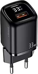 Сетевое зарядное устройство Usams T46 Digital Display 33w PD USB-C/USB-A ports charger black (US-CC152) - фото Сетевое зарядное устройство Usams T46 Digital Display 33w PD USB-C/USB-A ports charger black (US-CC152)