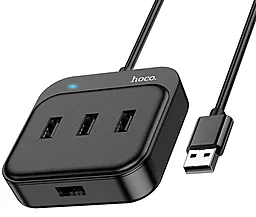 USB-A хаб Hoco HB31 Easy 4-in-1 4xUSB2.0 0.2m Hub black