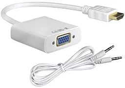 Видео переходник (адаптер) 1TOUCH HDMI M - VGA F с кабелем аудио 3.5мм Белый
