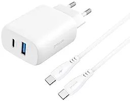 Сетевое зарядное устройство Proove Silicone Power 2 30w USB-C/USB-A ports fast charger + USB-C to USB-C cable white (WCSP23011002) - фото Сетевое зарядное устройство Proove Silicone Power 2 30w USB-C/USB-A ports fast charger + USB-C to USB-C cable white (WCSP23011002)