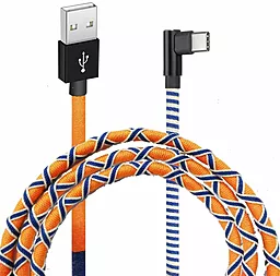 Кабель Grand-X L-type USB-A - Type-C 12w 2.4a 1м cable Orange/Blue (FC-08OB) - фото Кабель Grand-X L-type USB-A - Type-C 12w 2.4a 1м cable Orange/Blue (FC-08OB)