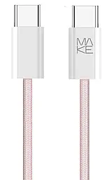 Кабель MAKE USB Type-C - Type-C 65w 3.25a 1м PD cable Pink (MCB-CN1PK) - фото Кабель MAKE USB Type-C - Type-C 65w 3.25a 1м PD cable Pink (MCB-CN1PK)