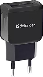Сетевое зарядное устройство Defender 2.1a 2xUSB-A ports charger black (EPA-13)