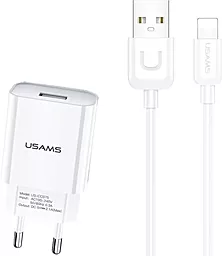 Сетевое зарядное устройство Usams T21 Charger kit - T18 Uturn lightning cable white