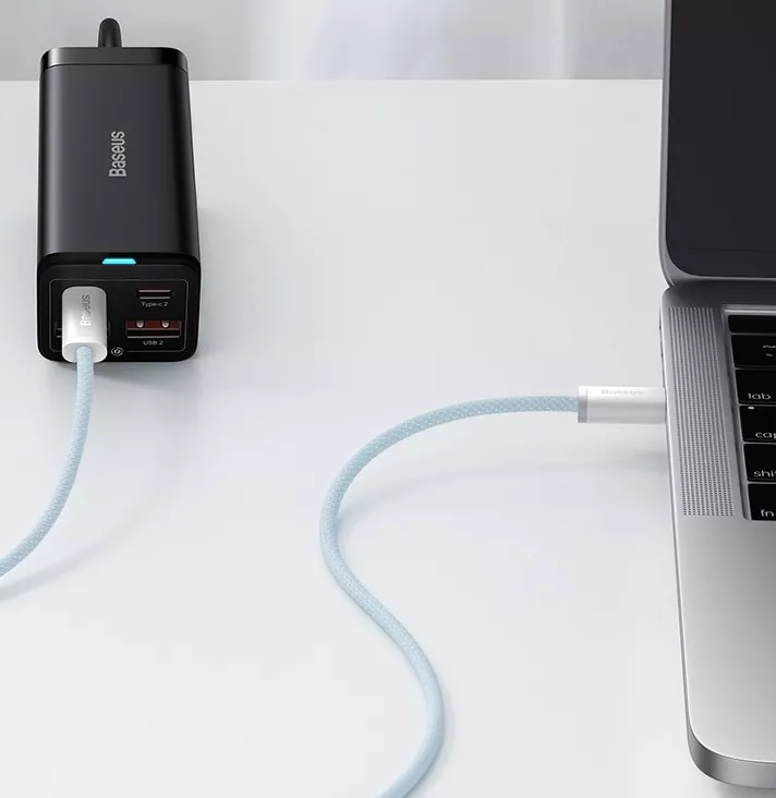 Кабель Baseus Dynamic USB Type-C - Type-C 100w 5a 1м PD cable Blue (CALD000203) - фото 7