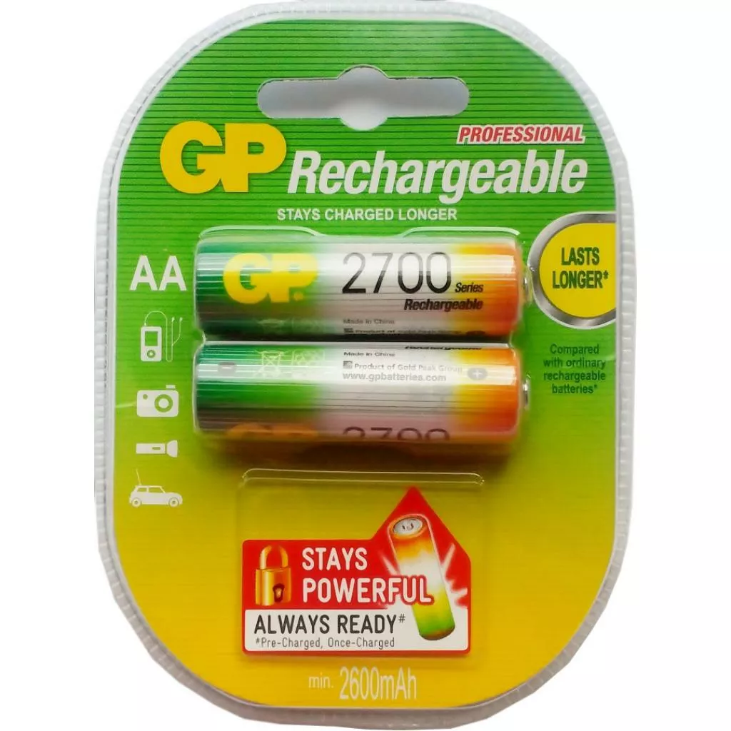 Акумулятор GP AA (R6) 2700mAh NiMh 2шт (GP270AAHC-U2) - фото 1