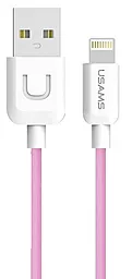Кабель Usams U-Turn Data USB-A - Lightning 12w 2.4a 1м cable Pink (US-SJ097) - фото Кабель Usams U-Turn Data USB-A - Lightning 12w 2.4a 1м cable Pink (US-SJ097)