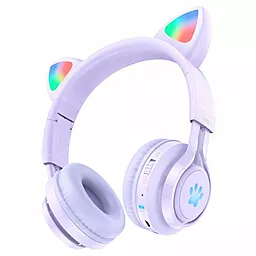 Наушники Hoco W39 Cat Ear Cute Kids Wireless Purple