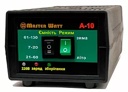 Зарядний пристрій MasterWatt А-10 12V 7-130Ah MF WET AGM GEL CA/CA 160-245V 10А (MW-AZU12-A10)