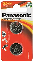 Батарейки Panasonic литиевые CR2016 блистер, 2 шт (CR-2016EL/2B)
