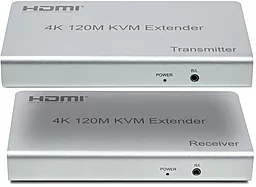 Удлиннитель по витой паре Voltronic для HDMI сигнала HDMI 4K 30 Гц до 120м через CAT5E/6 Silver (HDES120-KVM) - миниатюра 3