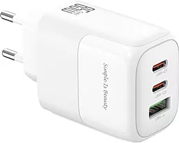 Сетевое зарядное устройство XO L139 65w Gan PD/QC 2xUSB-C/USB-A ports charger white - фото Сетевое зарядное устройство XO L139 65w Gan PD/QC 2xUSB-C/USB-A ports charger white