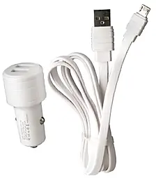 Автомобильное зарядное устройство EasyLife 2.4a 2xUSB-A ports car charger + micro USB cable white - фото Автомобильное зарядное устройство EasyLife 2.4a 2xUSB-A ports car charger + micro USB cable white