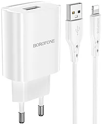 Сетевое зарядное устройство Borofone BN1 Innovative 2.1a home charger + Lightning cable white