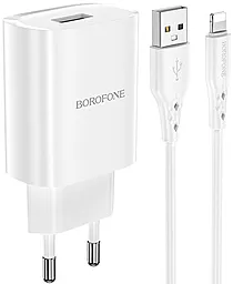 Сетевое зарядное устройство Borofone BN1 Innovative 2.1a home charger + Lightning cable white - фото Сетевое зарядное устройство Borofone BN1 Innovative 2.1a home charger + Lightning cable white