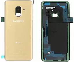 Задняя крышка корпуса Samsung Galaxy A8 2018 A530F со стеклом камеры Original Gold - миниатюра 4