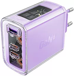 Сетевое зарядное устройство AceFast Sparkling Series Alfalfa A45 65W GaN PD/QC USB-A+2xUSB-C Purple - миниатюра 2