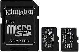 Карта памяти Kingston microSDHC 2x32GB Canvas Select Plus Class 10 UHS-I U1 V10 A1 + SD-адаптер (SDCS2/32GB-2P1A) - фото Карта памяти Kingston microSDHC 2x32GB Canvas Select Plus Class 10 UHS-I U1 V10 A1 + SD-адаптер (SDCS2/32GB-2P1A)