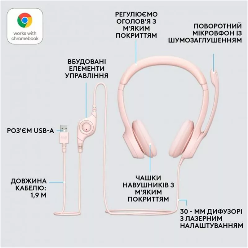 Наушники Logitech H390 Rose (981-001281) - фото 10