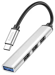 USB Type-C хаб Hoco HB26 4-in-1 Hub silver - фото USB Type-C хаб Hoco HB26 4-in-1 Hub silver