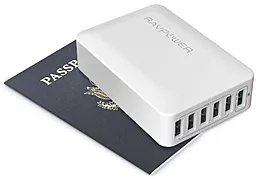 Сетевое зарядное устройство с быстрой зарядкой RavPower Qualcomm Quick Charge 3.0 60W 12A 6-Port USB Charging Station with iSmart Technology White (RP-PC029 / RP-PC029WH) - миниатюра 3