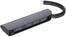 USB хаб (концентратор) Hoco HB12 Victory USB-C на 4 USB порта Metal Gray