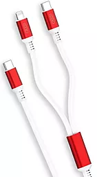 Універсальний кабель XO NB136 2-in-1 USB Type-C to Lightning/Type-C 18w 3a 1м PD сable white/Red - фото Універсальний кабель XO NB136 2-in-1 USB Type-C to Lightning/Type-C 18w 3a 1м PD сable white/Red