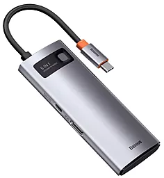 Мультипортовый USB Type-C хаб Baseus Metal Gleam Series Multifunctional Docking Station Grey (CAHUB-CX0G) - миниатюра 3