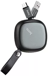 Кабель Hoco U33 Retractable Cord Reel USB-A - micro USB 12w 2.4a 0.29м cable Black - миниатюра 4