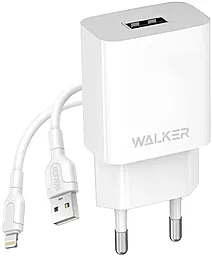 Сетевое зарядное устройство Walker WH-26 2.1a USB-A charger + Lightning cable white