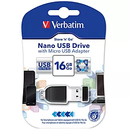 Флешка Verbatim 16GB OTG Black USB 2.0 (49821) - миниатюра 6
