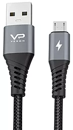 Кабель USB Veron NM09 Nylon 12w 2.4a 0.25m micro USB cable black