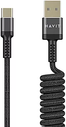 USB Кабель Havit HV-CB6252 12W 2.4A 1.5M USB Type-C Cable Black