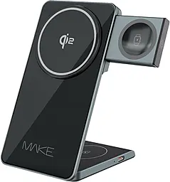 Беспроводная док-станция MAKE PS3 3-in-1 15w wireless charger gray (MQI-P102WH) - фото Беспроводная док-станция MAKE PS3 3-in-1 15w wireless charger gray (MQI-P102WH)