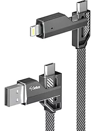 Кабель USB PD Gelius Twister GP-UCN004 60w 3a 1.2m 4-in-1 USB-A/Type-C to Lightning/Type-C cable gray