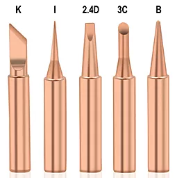 Паяльне жало з одностороннім зрізом, конічне, типу "ніж" (PRC) мідні 5 in 1 900M - I / B / K / 2.4D / 3C