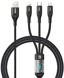 Універсальний кабель Remax RC-C090 3-in-1 USB-A to Type-C/Lightning/micro USB 100w 5a 1.2м cable Black