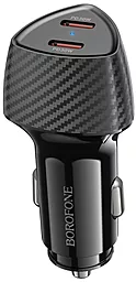 Автомобильное зарядное устройство Borofone BZ31D Solid 60w PD 2xUSB-C ports car charger black - фото Автомобильное зарядное устройство Borofone BZ31D Solid 60w PD 2xUSB-C ports car charger black