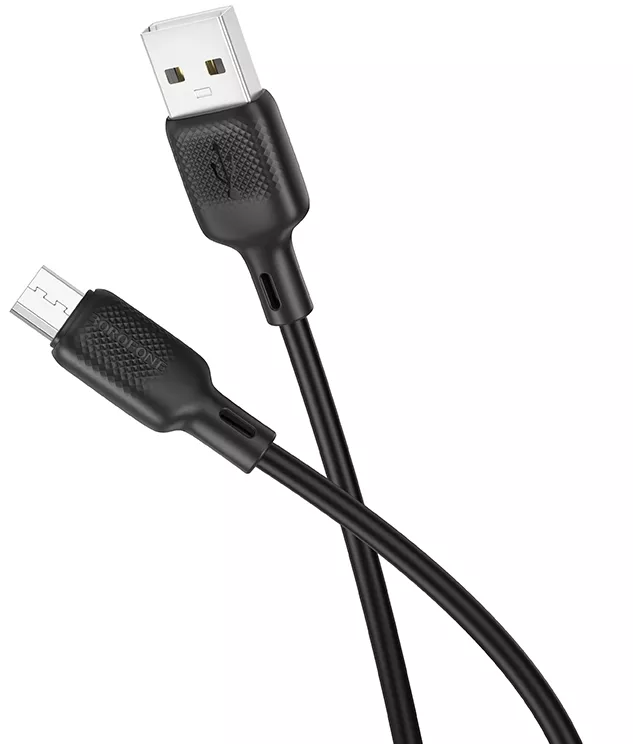 Кабель Borofone BX113 Silicone USB-A - micro USB 12w 2.4a 2м cable Black - фото 2