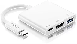 Мультипортовый USB Type-C хаб (концентратор) Spigen USB-C -> HDMI/USB 3.0/Type-C White (CA030C)