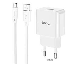 Сетевое зарядное устройство Hoco C106A 2.1A USB Port + Type-C Cable White