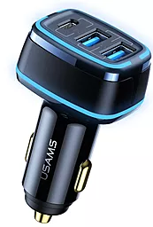 Автомобильное зарядное устройство Usams C24 80w PD 2xUSB-A/USB-C ports car charger black (US-CC126) - фото Автомобильное зарядное устройство Usams C24 80w PD 2xUSB-A/USB-C ports car charger black (US-CC126)