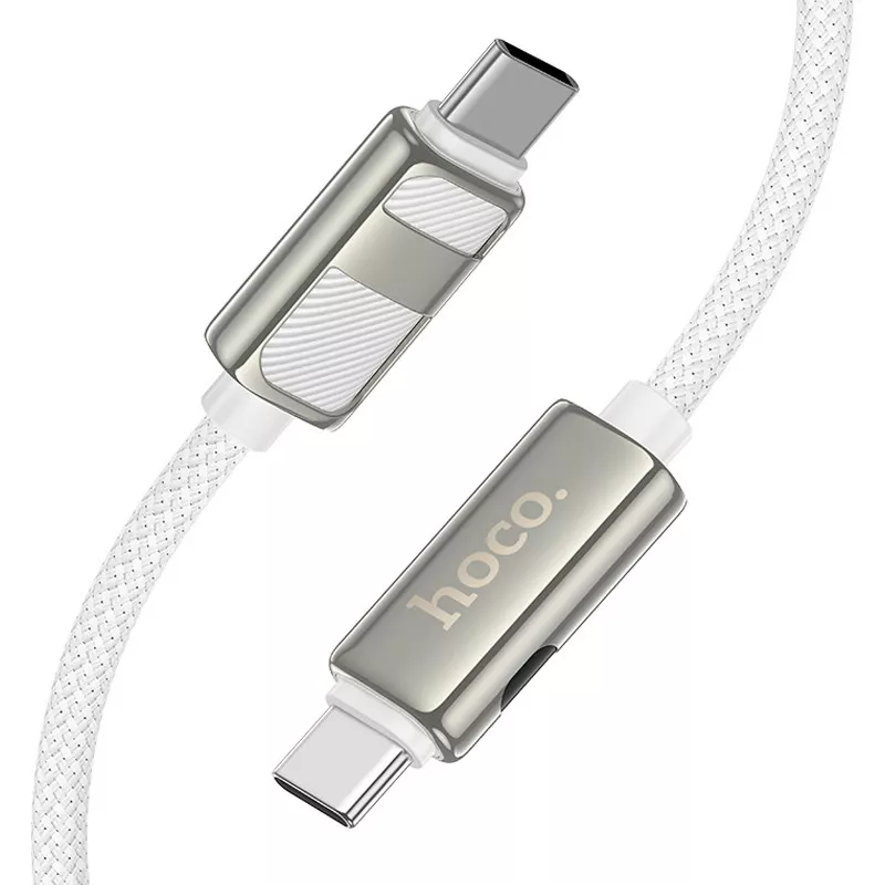 Кабель Hoco U137 USB Type-C - Type-C 60w 3a 1.2м PD cable White - фото 3