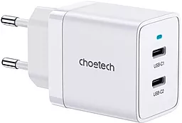 Сетевое зарядное устройство Choetech 40w PPS PD 2xUSB-C ports fast charger white (Q5006-EU-WH)