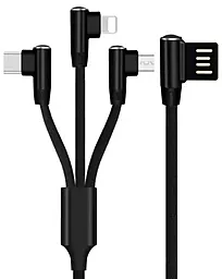 Універсальний кабель XoKo 3-in-1 USB-A to Type-C/Lightning/micro USB 10w 1.2м сable Black (SC-340-BK) - фото Універсальний кабель XoKo 3-in-1 USB-A to Type-C/Lightning/micro USB 10w 1.2м сable Black (SC-340-BK)