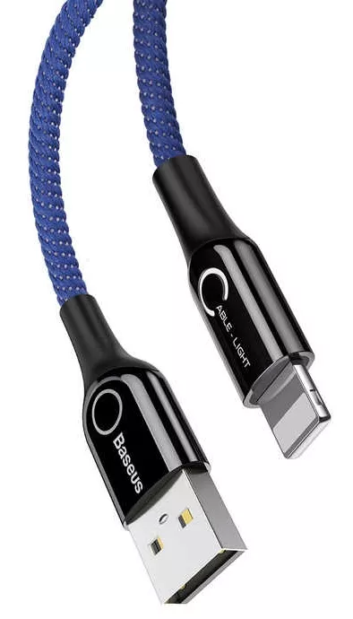 Кабель Baseus Intelligent Power-Off USB-A - Lightning 12w 2.4a 1м cable Blue (CALCD-03) - фото 2