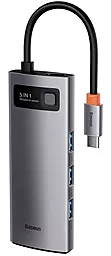 Мультипортовый USB Type-C хаб Baseus Metal Gleam Series 5-in-1 gray (CAHUB-CX)