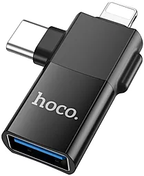 OTG-перехідник Hoco UA17 M-F 2-in-1 USB Type-C/Lightning -> USB-A Black